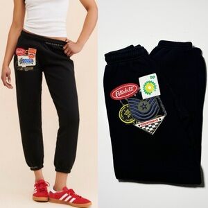 Vintage Patch-Accent Black Joggers
